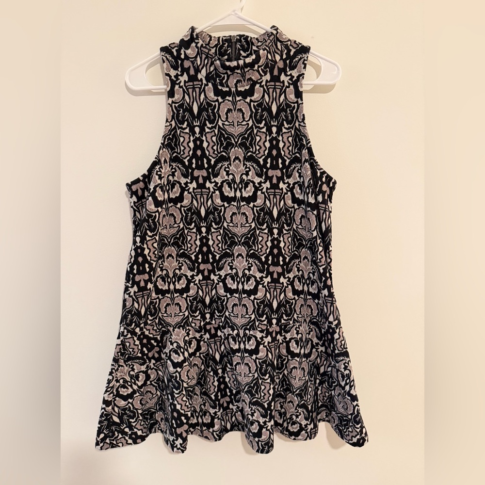 *LIKE NEW* Free People Amelia Jacquard Black & Cream Patterned Tank Swing Dress